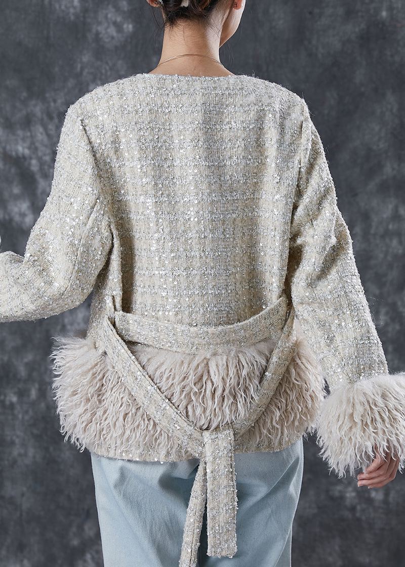 Manteau En Coton Patchwork Beige Français À Col En V Printemps - Manteaux d'hiver femmes