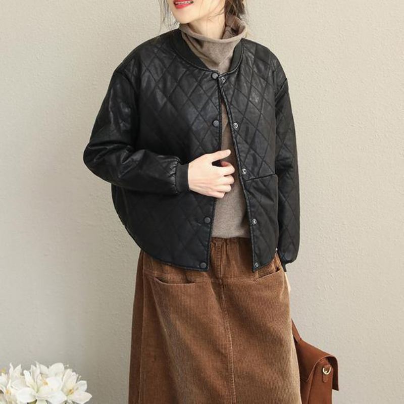 Manteau Court Décontracté Noir En Pu Pour Femme Veste À La Mode - Manteaux d'hiver femmes