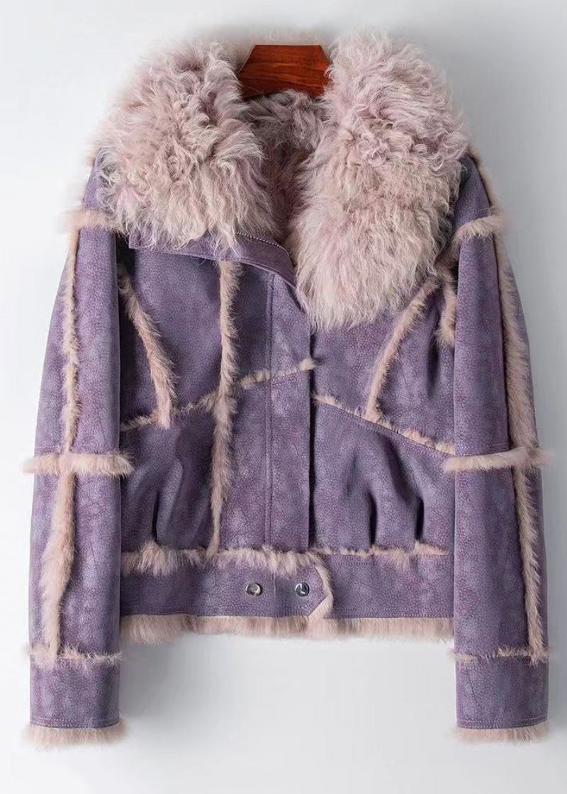 Manteau En Cuir Et Fourrure De Lapin Gris Foncé À La Mode Avec Fermeture Éclair Patchwork Hiver - Manteaux d'hiver femmes