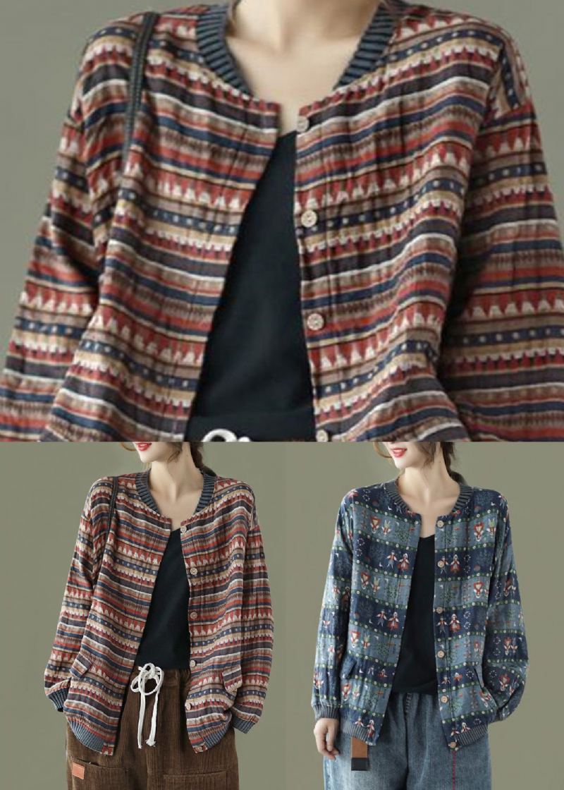 Manteau Décontracté En Coton Avec Poches Rayées Café Patchwork Automne - Manteaux d'hiver femmes