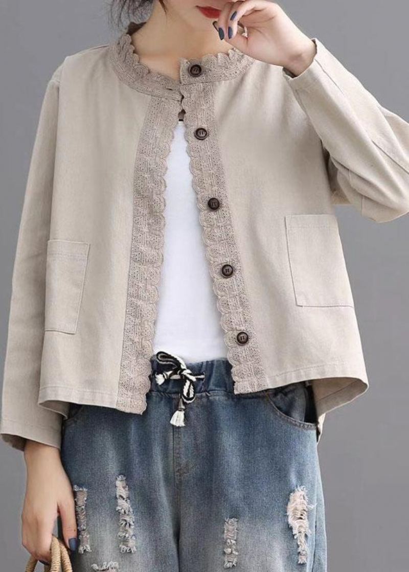 Manteau En Denim D'automne Brodé De Boutons Décontractés Noirs Boho - Noir