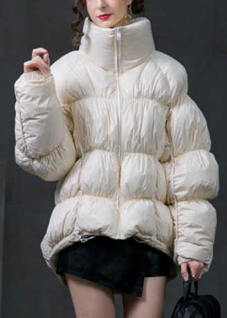 Manteau En Duvet De Canard Blanc Avec Fermeture Éclair Et Cordon De Serrage Ample Patchwork Hiver