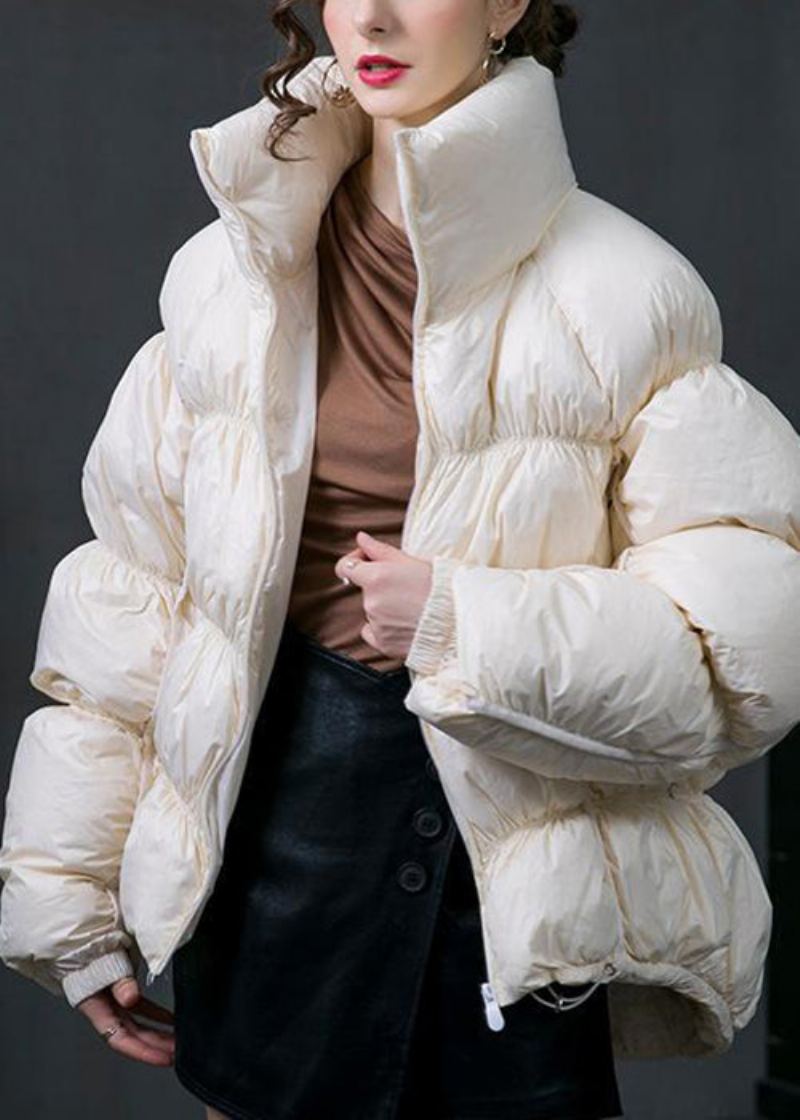 Manteau En Duvet De Canard Blanc Avec Fermeture Éclair Et Cordon De Serrage Ample Patchwork Hiver - Manteaux d'hiver femmes