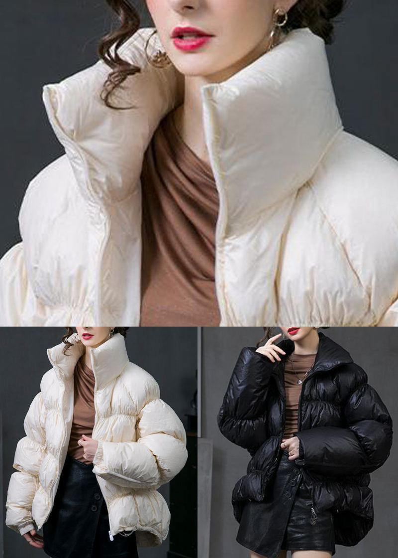 Manteau En Duvet De Canard Blanc Avec Fermeture Éclair Et Cordon De Serrage Ample Patchwork Hiver - Manteaux d'hiver femmes