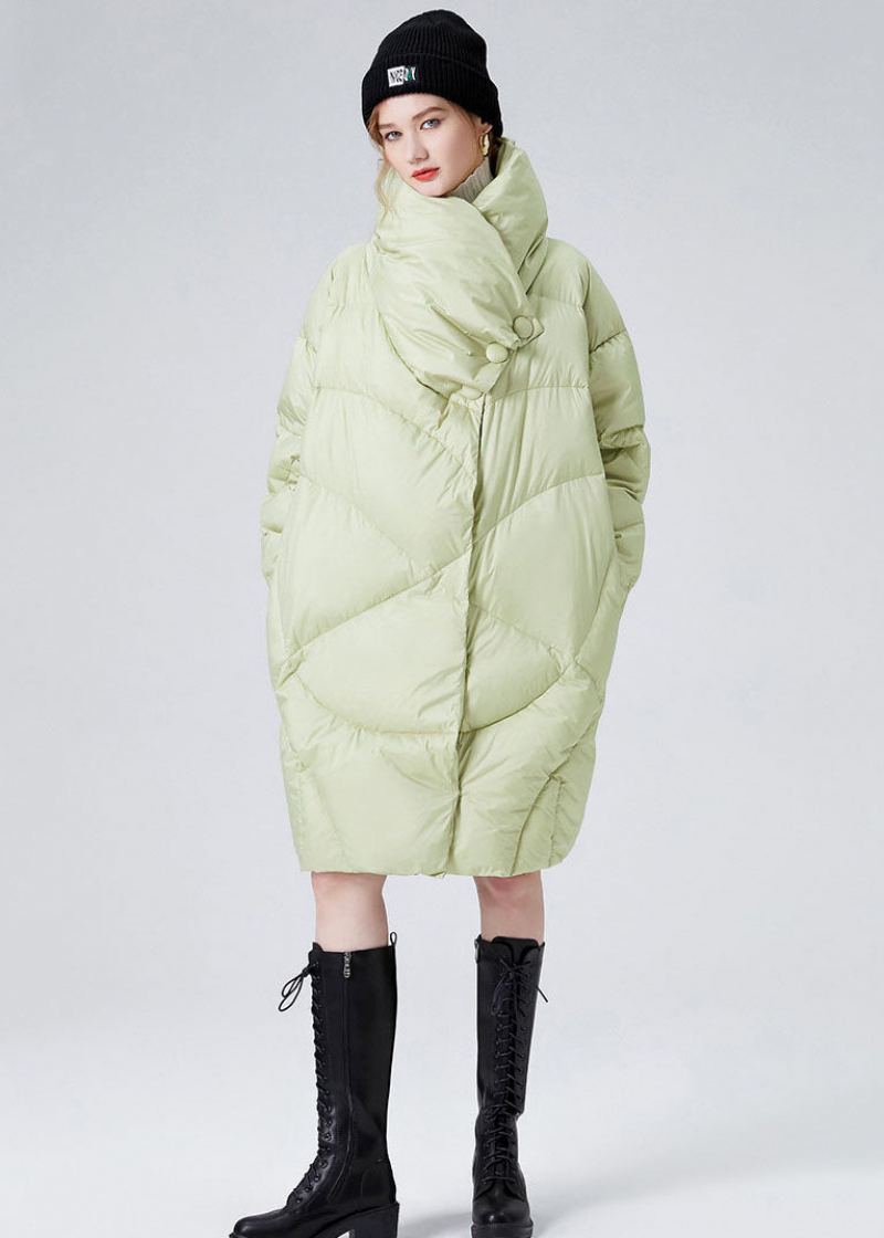 Manteau En Duvet De Canard Chaud À Col Montant Vert De Grande Taille Pour L'hiver - Vert