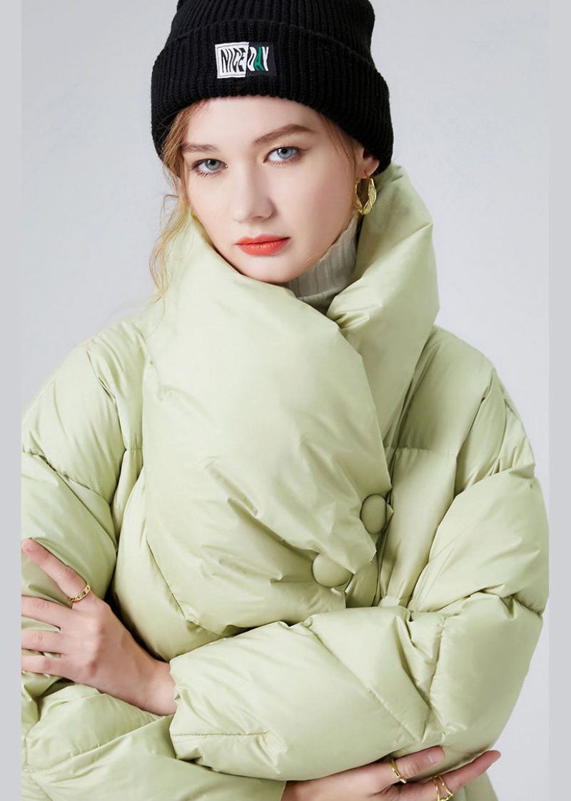 Manteau En Duvet De Canard Chaud À Col Montant Vert De Grande Taille Pour L'hiver - Vert