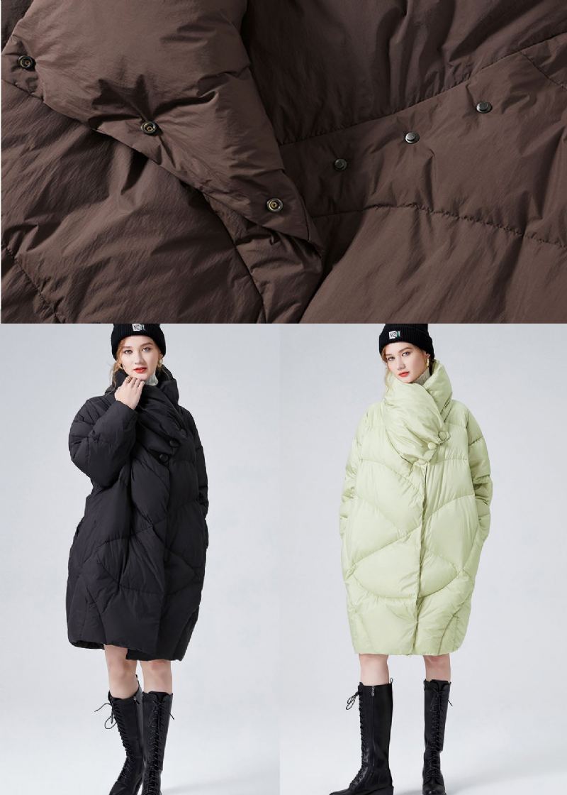 Manteau En Duvet De Canard Chaud À Col Montant Vert De Grande Taille Pour L'hiver - Vert