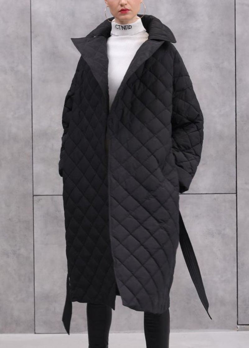 Manteau En Duvet De Canard Vert Armée Pour Femmes Poches À La Taille Manches Longues - Manteaux d'hiver femmes