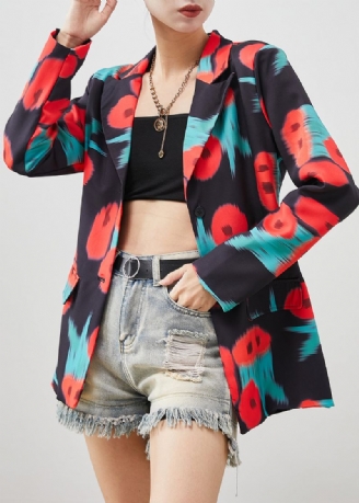 Manteau Élégant En Spandex Tie-dye Noir Cranté Pour Le Printemps