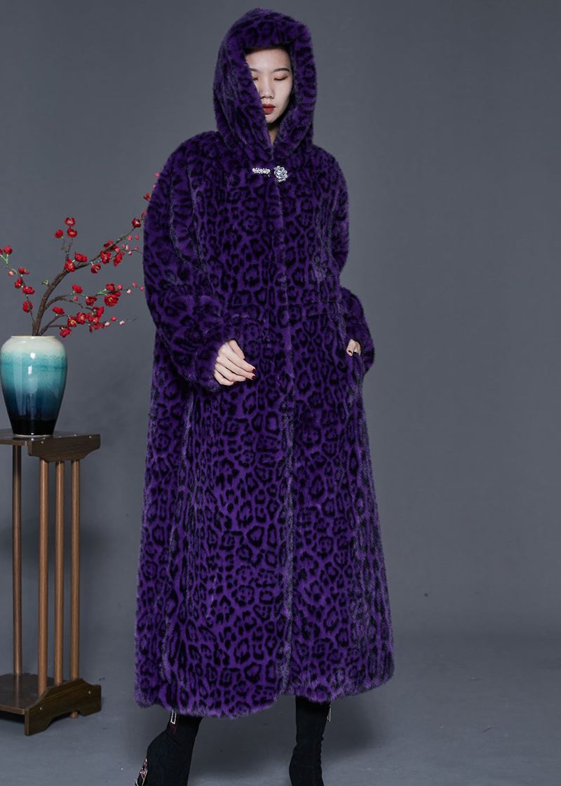 Manteau En Fausse Fourrure Imprimé Surdimensionné Violet Moderne Printemps - Manteaux d'hiver femmes