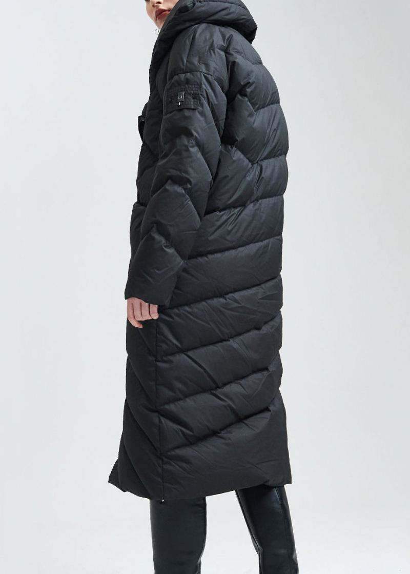 Manteau Italien Noir Asymétrique En Duvet De Canard Avec Fermeture Éclair Pour L'hiver - Manteaux d'hiver femmes