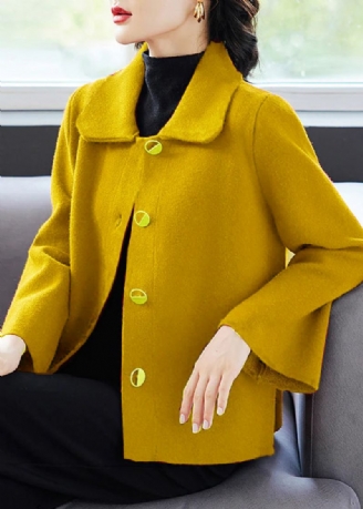 Manteau En Laine Avec Poches Et Col Peter Pan Jaune Chic Automne