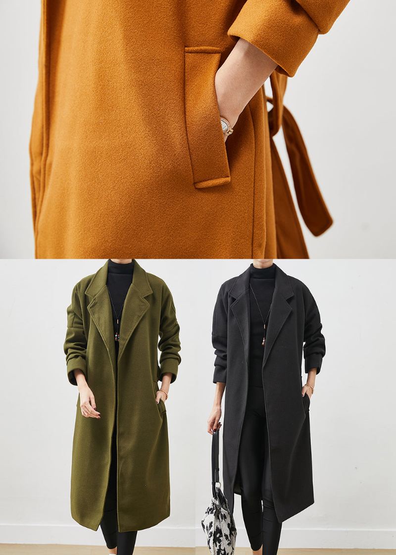 Manteau En Laine Surdimensionné Orange À Nouer À La Taille Grande Printemps - Manteaux d'hiver femmes