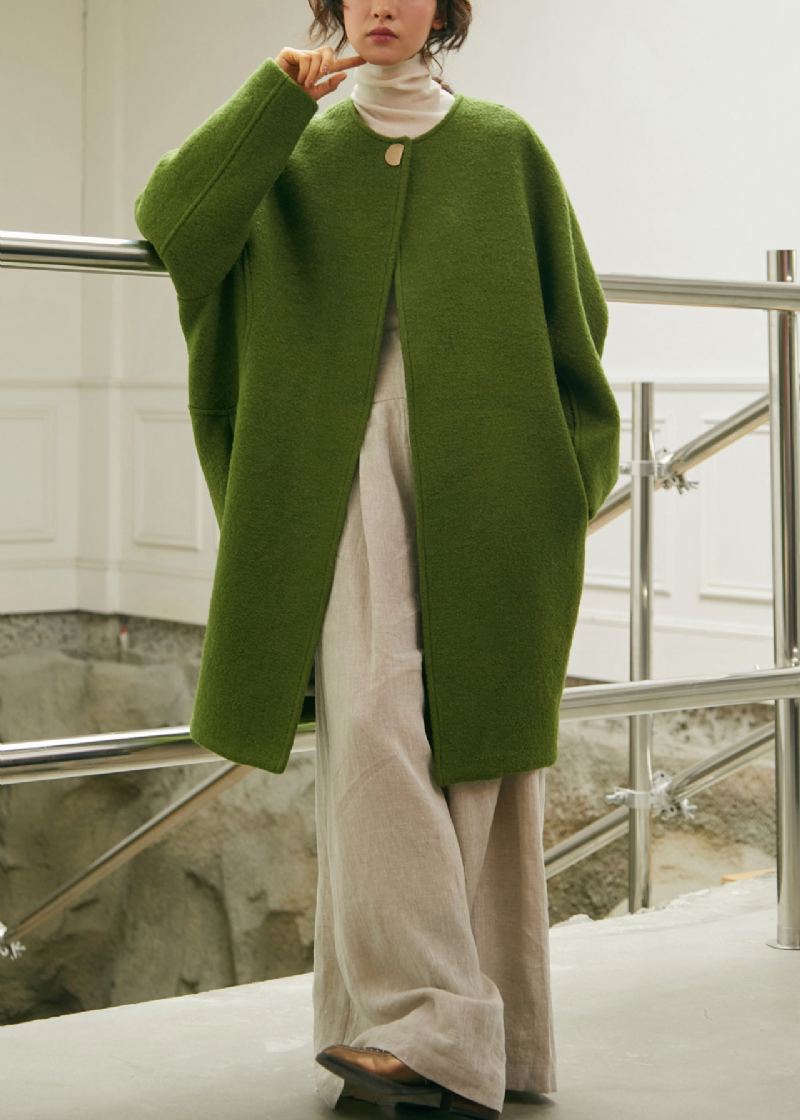 Manteau En Laine Surdimensionné Vert Grande Taille Hiver