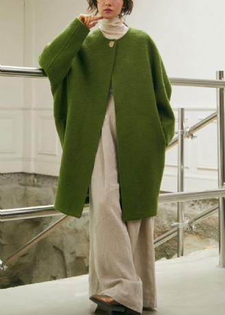 Manteau En Laine Surdimensionné Vert Grande Taille Hiver