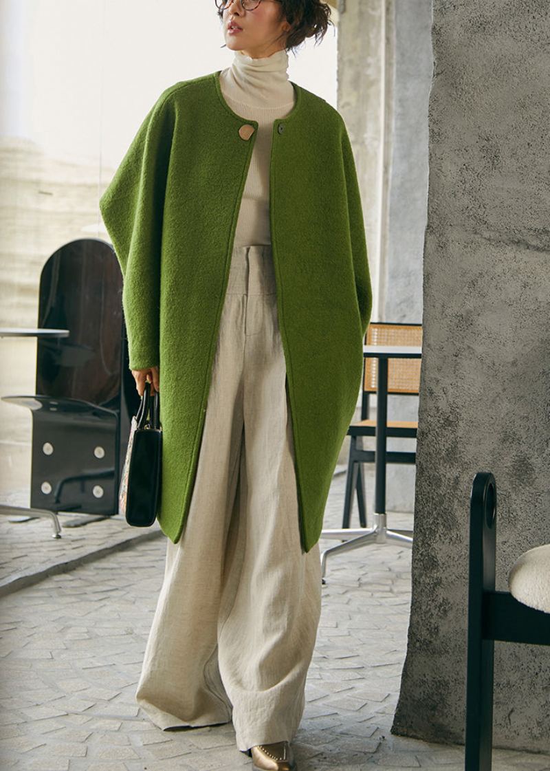 Manteau En Laine Surdimensionné Vert Grande Taille Hiver - Manteaux d'hiver femmes