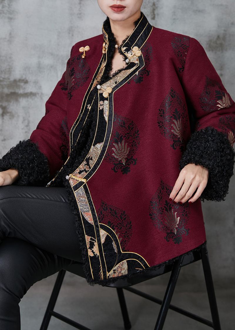 Manteau De Style Chinois En Polaire Chaude En Jacquard De Mûrier Biologique Printemps