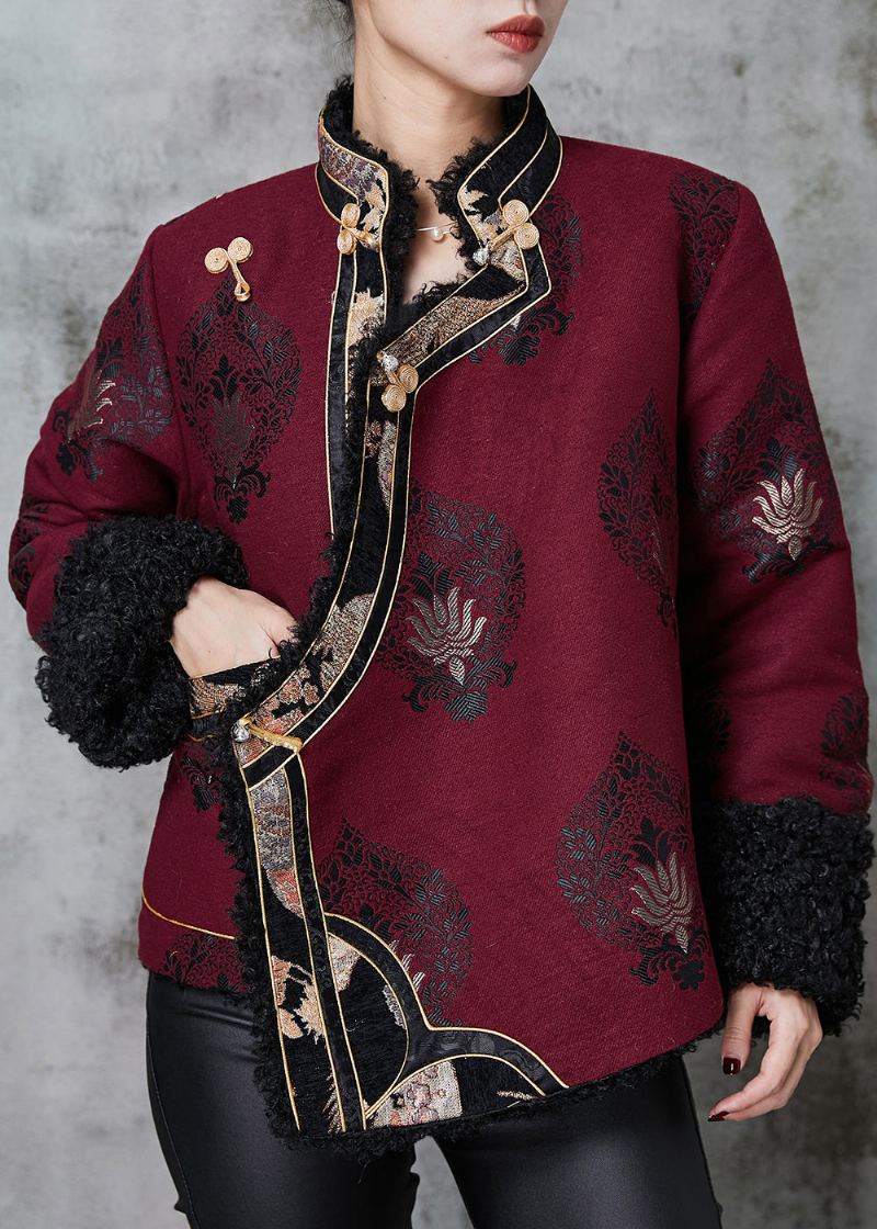 Manteau De Style Chinois En Polaire Chaude En Jacquard De Mûrier Biologique Printemps - Manteaux d'hiver femmes