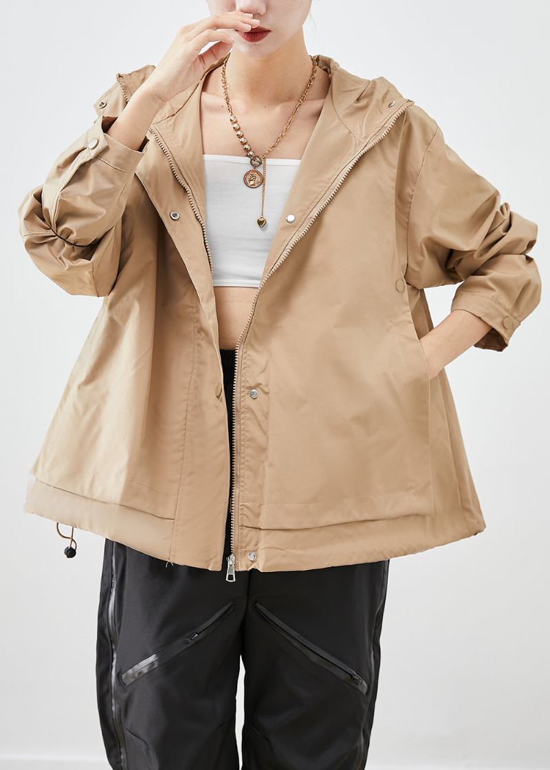 Manteau Surdimensionné En Coton À Capuche Kaki Français Vêtement D'extérieur D'automne - Manteaux d'hiver femmes