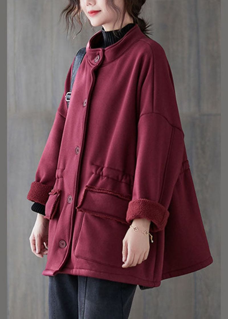 Manteau Sweat-shirt D'automne Avec Poches Amples Et Boutons Mulberry - Manteaux d'hiver femmes