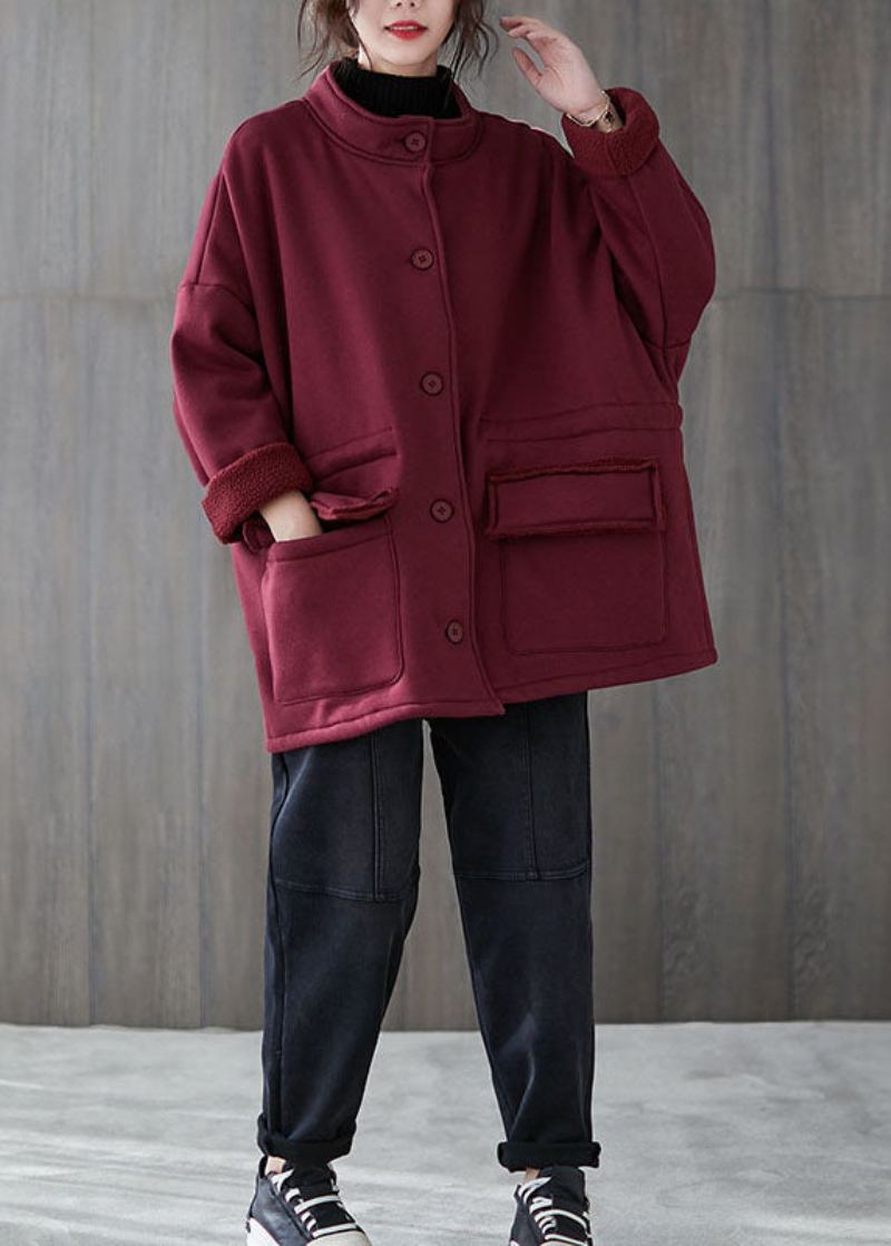 Manteau Sweat-shirt D'automne Avec Poches Amples Et Boutons Mulberry - Manteaux d'hiver femmes