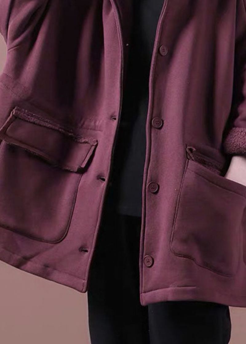 Manteau Sweat-shirt D'automne Avec Poches Amples Et Boutons Mulberry - Manteaux d'hiver femmes