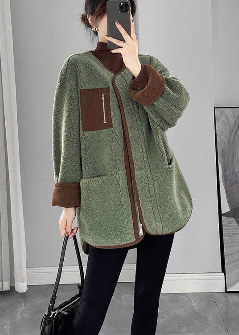 Manteau Teddy En Fausse Fourrure Surdimensionné Vert Biologique Hiver - Manteaux d'hiver femmes