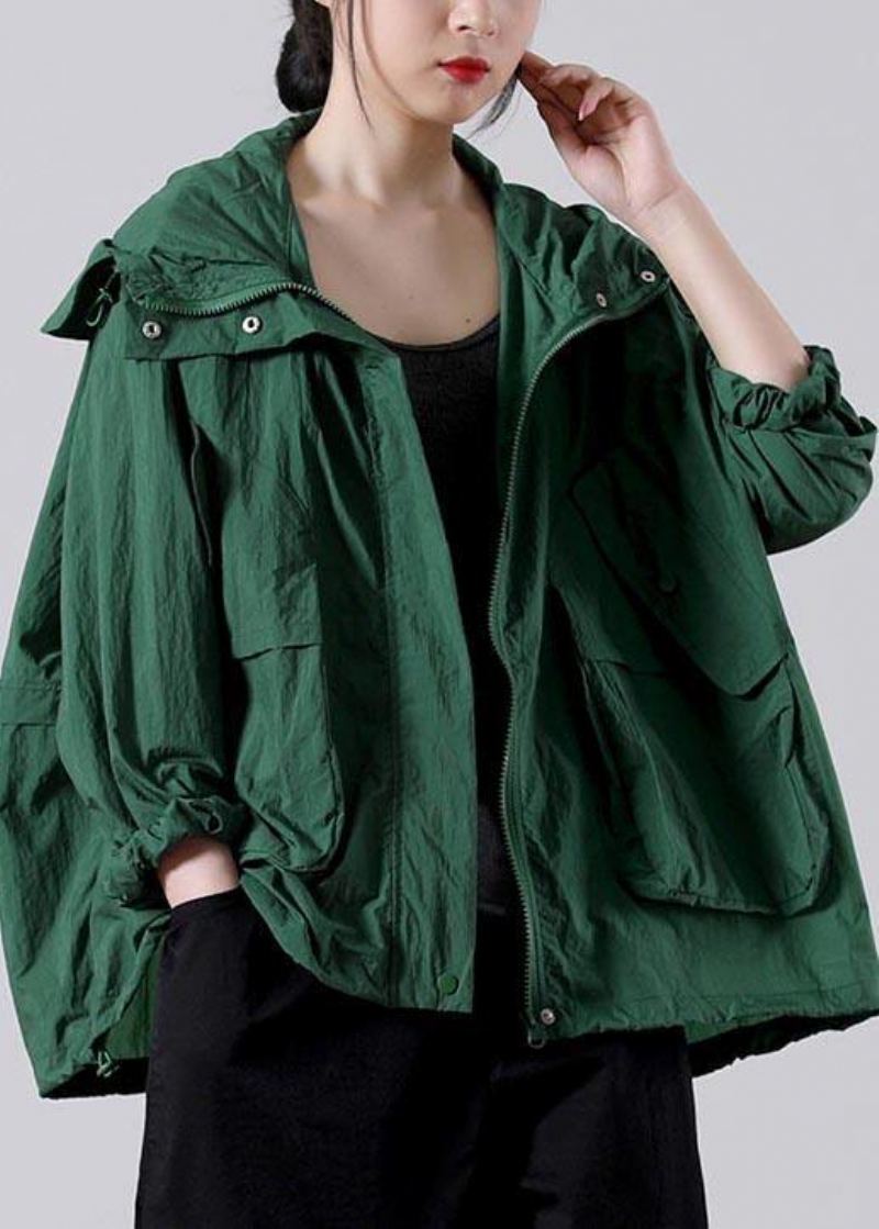 Manteau Vert Ample À Fermeture Éclair Upf 50+ Veste À Capuche Été