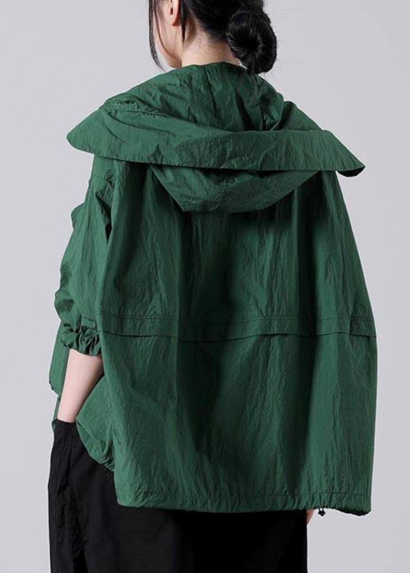 Manteau Vert Ample À Fermeture Éclair Upf 50+ Veste À Capuche Été - Blanc