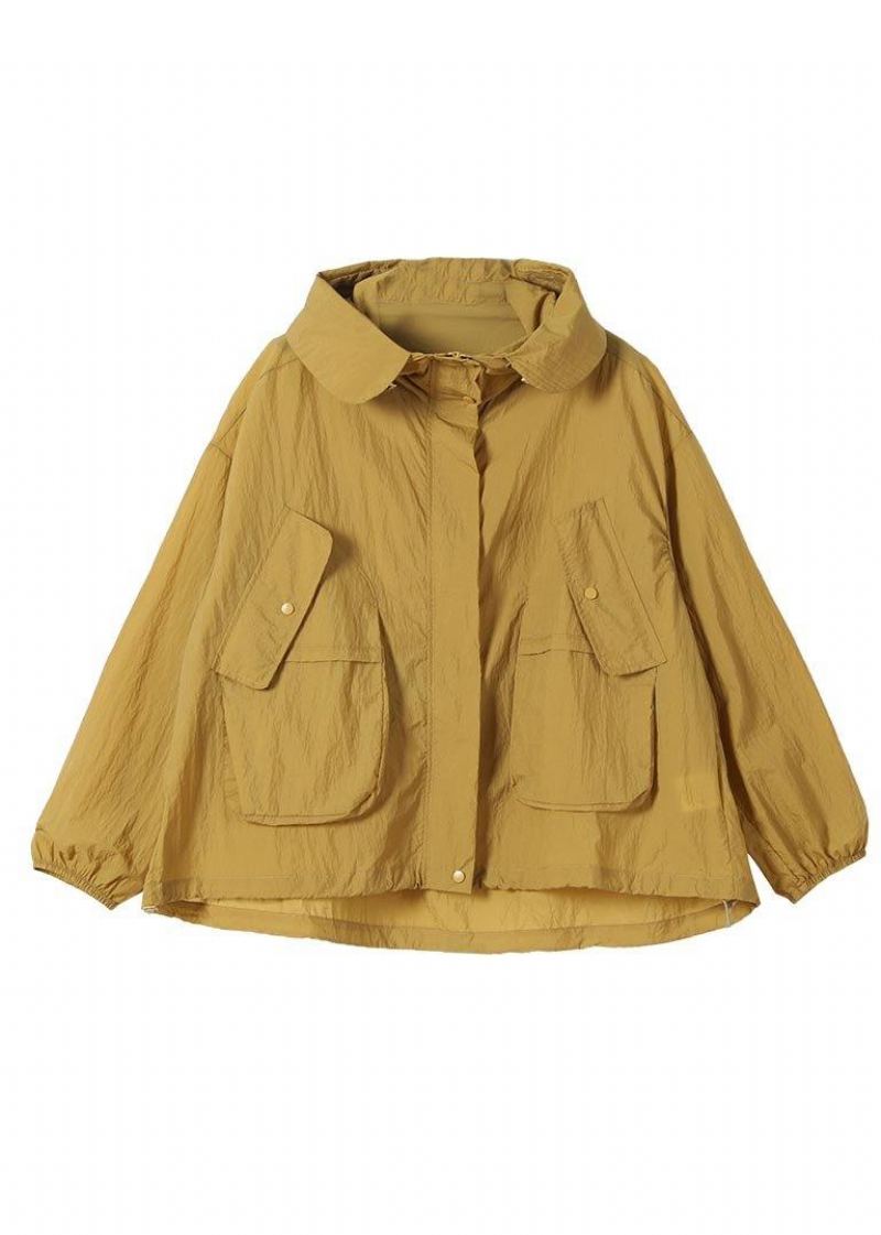 Manteau Vert Ample À Fermeture Éclair Upf 50+ Veste À Capuche Été - Blanc