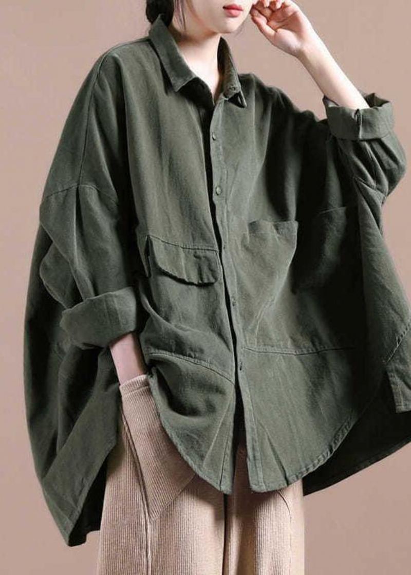 Manteau Vert À Manches Chauve-souris Pour Femmes Tenue De Printemps À La Mode