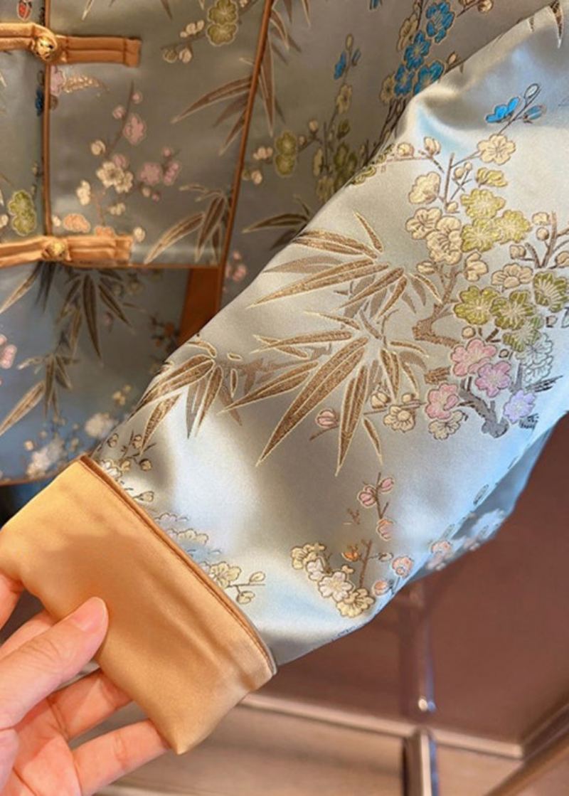 Manteaux Boutonnés Imprimés À Col Montant En Jacquard Printemps - Manteaux d'hiver femmes