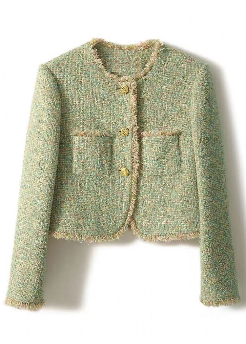 Manteaux En Coton Patchwork Avec Poches Boutonnées Vertes Élégantes Automne - Manteaux d'hiver femmes