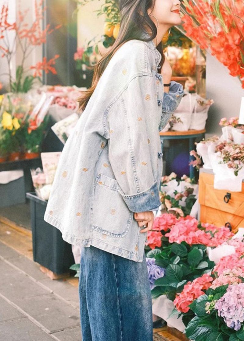 Manteaux En Denim À Manches Longues Avec Poches Boutonnées Fabrication Française - Manteaux d'hiver femmes