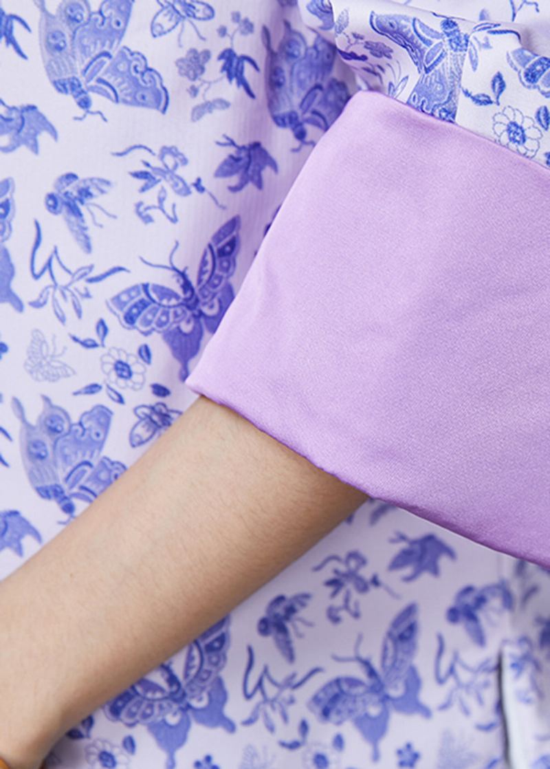 Manteaux En Soie Imprimés À Franges Violets Élégants Printemps - Manteaux d'hiver femmes