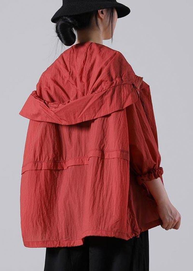 Mode Rouge À Manches Longues Upf 50+ Manteau Veste D'été À Capuche - Blanc