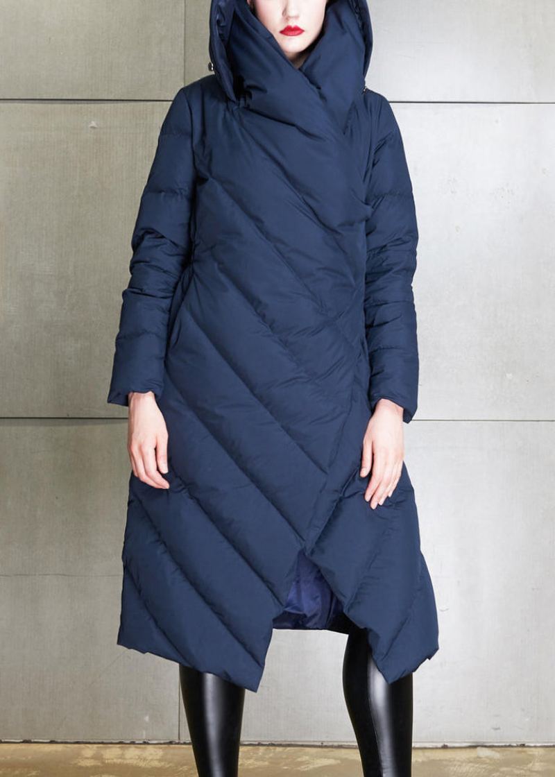 Nouveau Manteau En Duvet De Canard À Boutons Asymétriques Marine - Manteaux d'hiver femmes