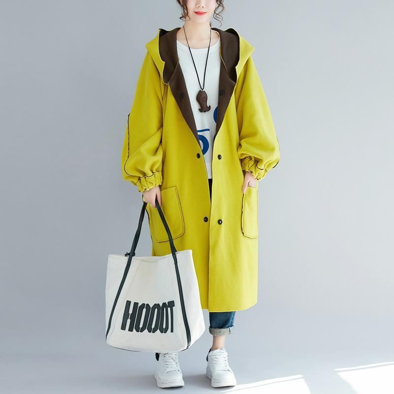 Parka Jaune Décontractée Pour Femmes Tendance Grande Taille À Capuche Deux Façons De Porter Veste D'hiver Élégante Manteaux Design Bas Et Haut