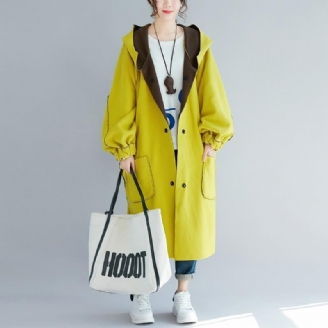 Parka Jaune Décontractée Pour Femmes Tendance Grande Taille À Capuche Deux Façons De Porter Veste D'hiver Élégante Manteaux Design Bas Et Haut