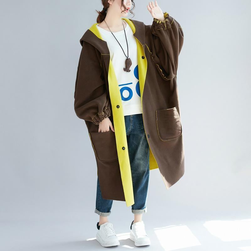 Parka Jaune Décontractée Pour Femmes Tendance Grande Taille À Capuche Deux Façons De Porter Veste D'hiver Élégante Manteaux Design Bas Et Haut - Manteaux d'hiver femmes