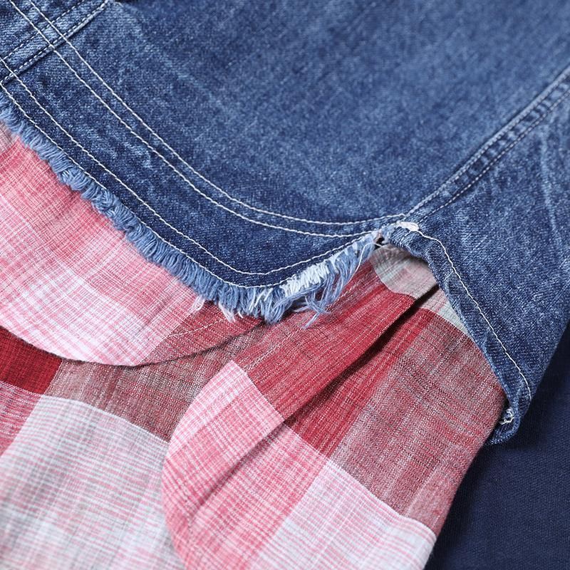 Patchwork De Revers Français Vêtements D'automne Fins Pour Femmes Robes Bleues En Denim Manteaux - Manteaux d'hiver femmes