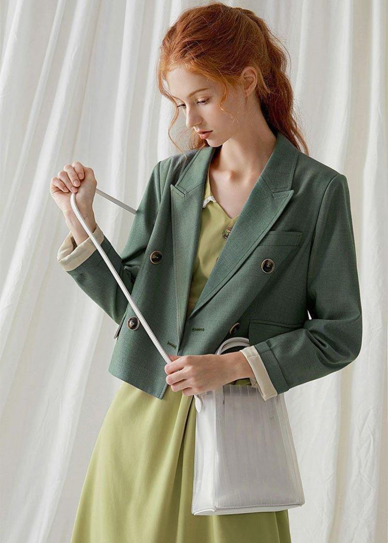 Robes Double Poitrine En Coton Vert Français Grue Manteau D'automne Chemisiers