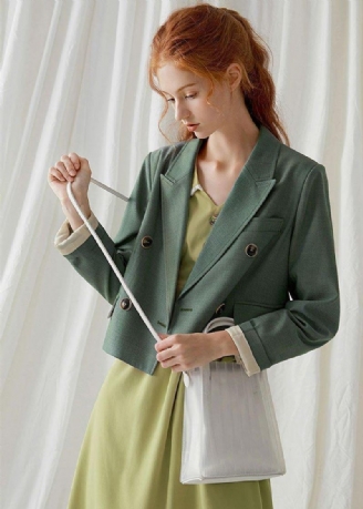 Robes Double Poitrine En Coton Vert Français Grue Manteau D'automne Chemisiers