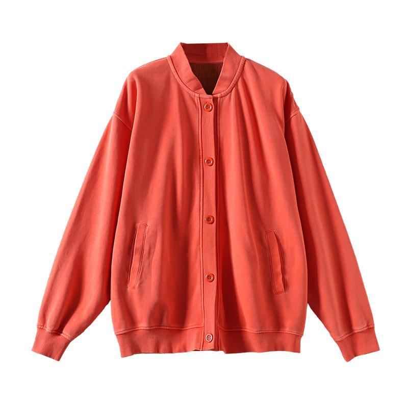 Simple Col Montant Boutonné Hauts Femmes Blouses Tenues De Travail Haut Rouge - Rose