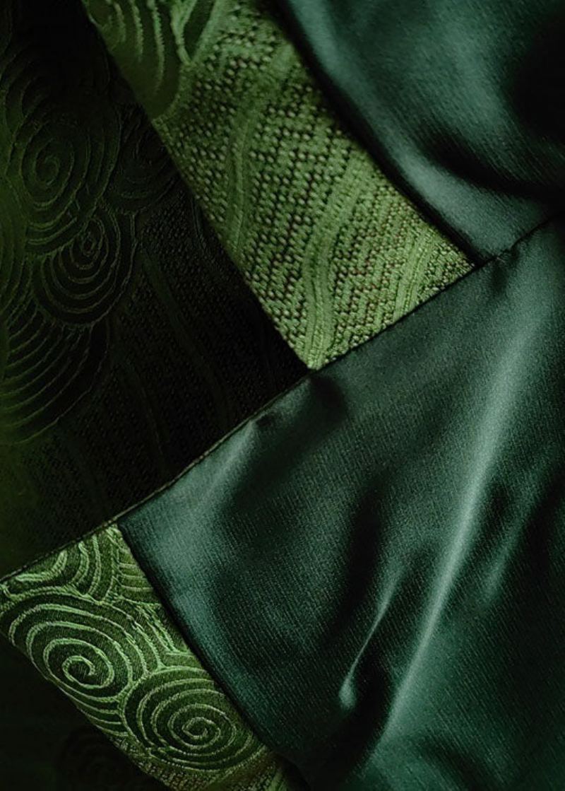 Style Chinois Vert Gland Bouton Jacquard Soie Manteaux Printemps - Manteaux d'hiver femmes