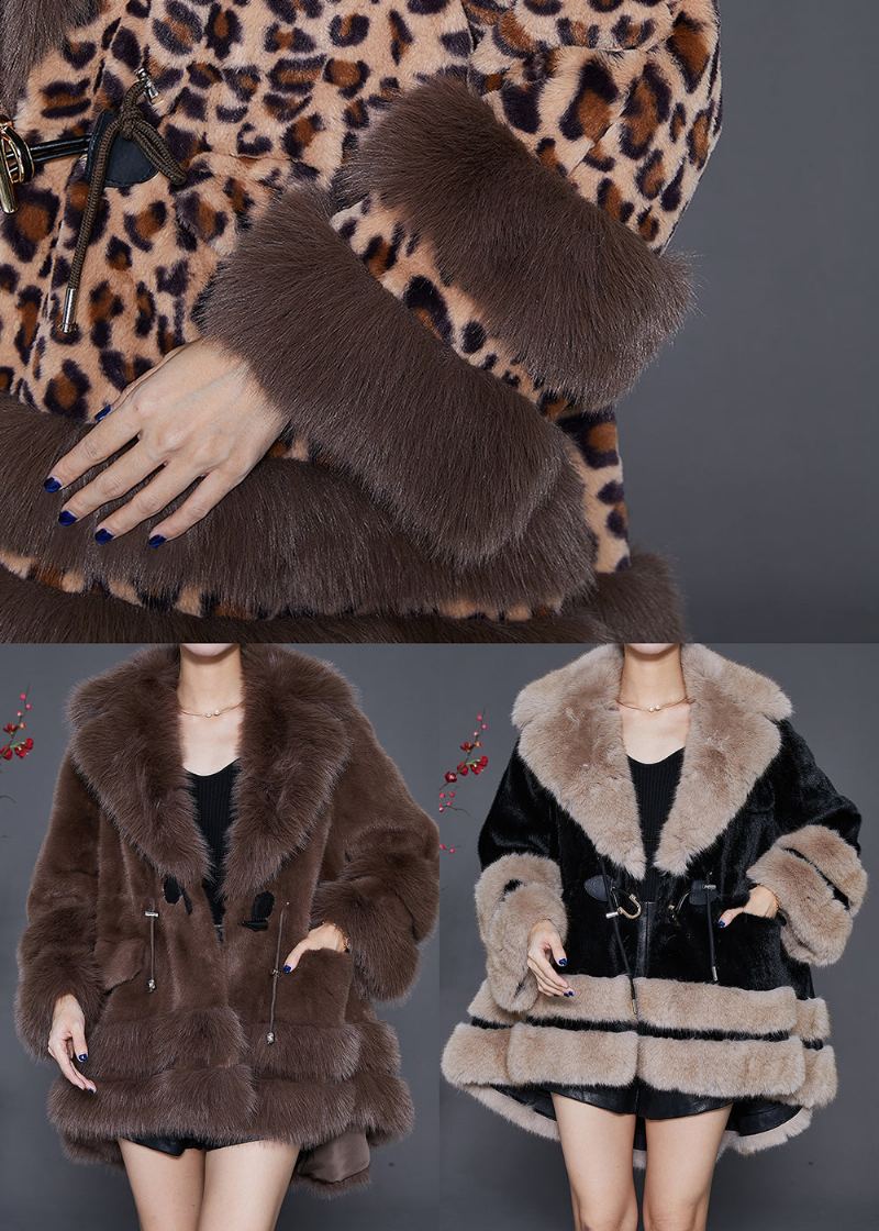 Style Chocolat Surdimensionné Bas Haut Design Fourrure Pelucheuse Veste Moelleuse Hiver - Manteaux d'hiver femmes