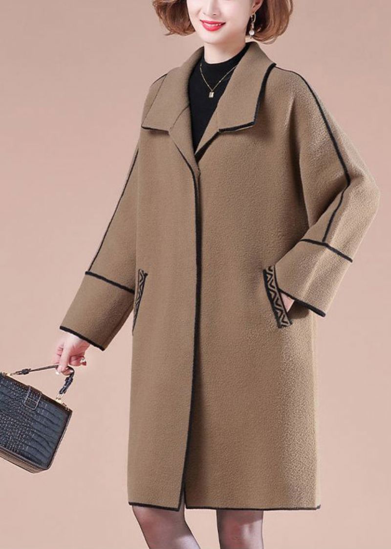 Trench-coat En Laine Patchwork Café Surdimensionné Hiver - Manteaux d'hiver femmes