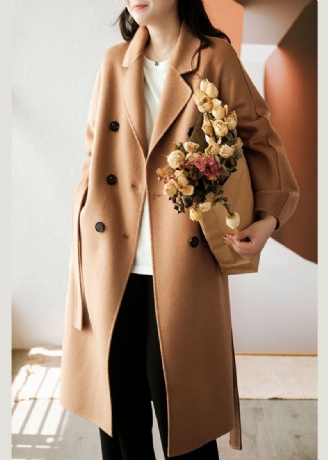 Trench-coat En Laine Surdimensionné À Double Boutonnage Chameau Clair Chic Hiver