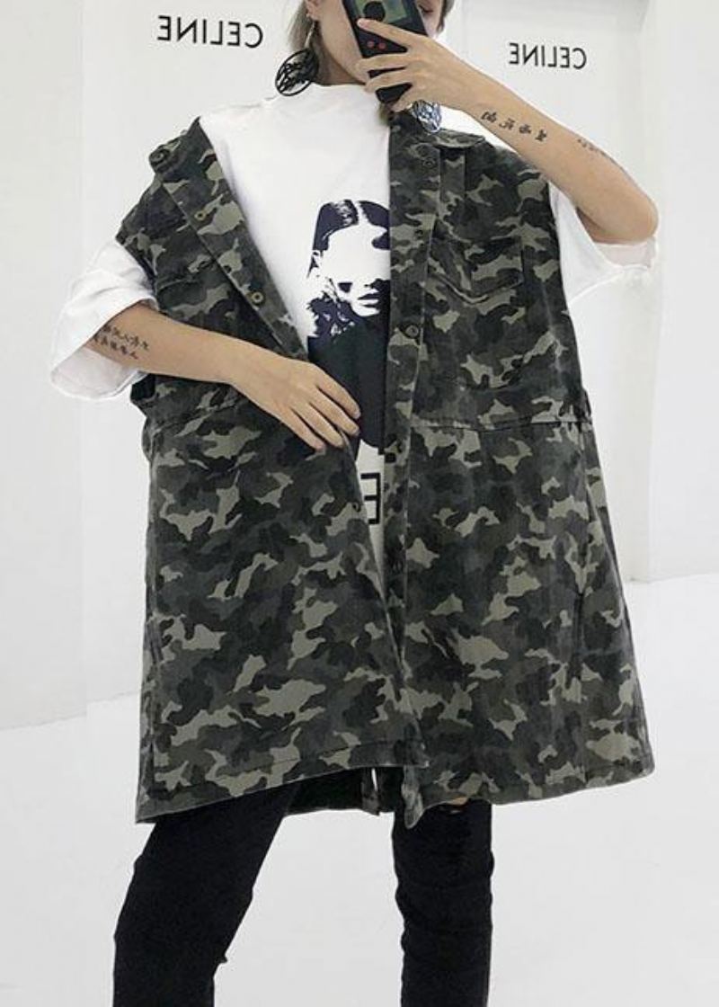 Tuniques En Coton De Camouflage Artistique Pour Femmes Vêtements Sauvages De Grande Taille Hauts D'automne - Manteaux d'hiver femmes