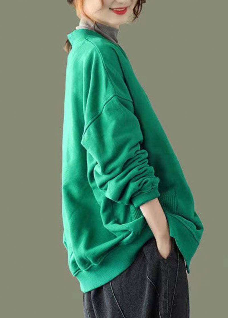 Vert Bouton Poches Patchwork Chaud Polaire Sweat Manteau Col V Manches Longues - Manteaux d'hiver femmes